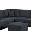 Vini 5pc Sectional Sofa Set | 3 Pillows | USB | Foam Fill Slate Black Chenille
