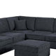 Vini 5pc Sectional Sofa Set | 3 Pillows | USB | Foam Fill Slate Black Chenille