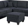 Vini 5pc Sectional Sofa Set | 3 Pillows | USB | Foam Fill Slate Black Chenille