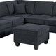 Vini 5pc Sectional Sofa Set | 3 Pillows | USB | Foam Fill Slate Black Chenille