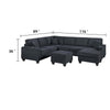 Vini 5pc Sectional Sofa Set | 3 Pillows | USB | Foam Fill Slate Black Chenille