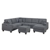 Vini 5pc Sectional Sofa Set | 3 Pillows | USB | Foam Fill Slate Gray Chenille
