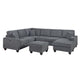 Vini 5pc Sectional Sofa Set | 3 Pillows | USB | Foam Fill Slate Gray Chenille