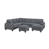 Vini 5pc Sectional Sofa Set | 3 Pillows | USB | Foam Fill Slate Gray Chenille