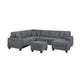 Vini 5pc Sectional Sofa Set | 3 Pillows | USB | Foam Fill Slate Gray Chenille