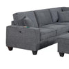 Vini 5pc Sectional Sofa Set | 3 Pillows | USB | Foam Fill Slate Gray Chenille