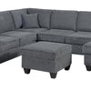 Vini 5pc Sectional Sofa Set | 3 Pillows | USB | Foam Fill Slate Gray Chenille