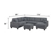Vini 5pc Sectional Sofa Set | 3 Pillows | USB | Foam Fill Slate Gray Chenille