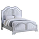 Mody Arched King Bed w LED | Glitter Stripe | Silver Fabric Upholstery | Gray