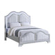 Mody Arched King Bed w LED | Glitter Stripe | Silver Fabric Upholstery | Gray