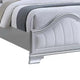 Mody Arched King Bed w LED | Glitter Stripe | Silver Fabric Upholstery | Gray