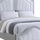 Mody Arched King Bed w LED | Glitter Stripe | Silver Fabric Upholstery | Gray