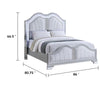Mody Arched King Bed w LED | Glitter Stripe | Silver Fabric Upholstery | Gray
