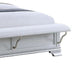 Mody Full Bed w LED | Footboard Bench | Silver Fabric Upholstery | Gray