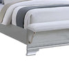 Mody Full Bed w LED | Footboard Bench | Silver Fabric Upholstery | Gray