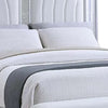 Mody Full Bed w LED | Footboard Bench | Silver Fabric Upholstery | Gray