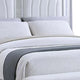 Mody Full Bed w LED | Footboard Bench | Silver Fabric Upholstery | Gray