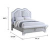 Mody Full Bed w LED | Footboard Bench | Silver Fabric Upholstery | Gray