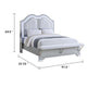 Mody Full Bed w LED | Footboard Bench | Silver Fabric Upholstery | Gray