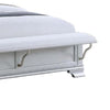 Mody King Bed w LED | Footboard Bench | Silver Fabric Upholstery | Gray