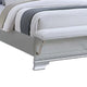 Mody King Bed w LED | Footboard Bench | Silver Fabric Upholstery | Gray