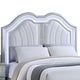 Mody King Bed w LED | Footboard Bench | Silver Fabric Upholstery | Gray