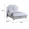 Mody King Bed w LED | Footboard Bench | Silver Fabric Upholstery | Gray