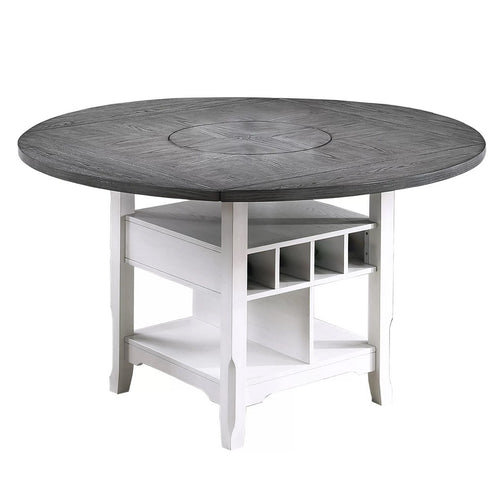 Vora Counter Height Storage Table | 4 Leaves | Antique White | Gray 42-60"