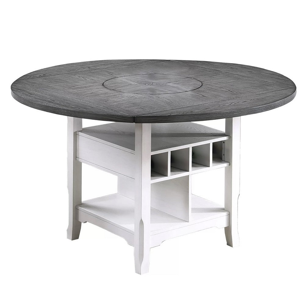 Vora Counter Height Storage Table | 4 Leaves | Antique White | Gray 42-60"