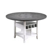Vora Counter Height Storage Table | 4 Leaves | Antique White | Gray 42-60"