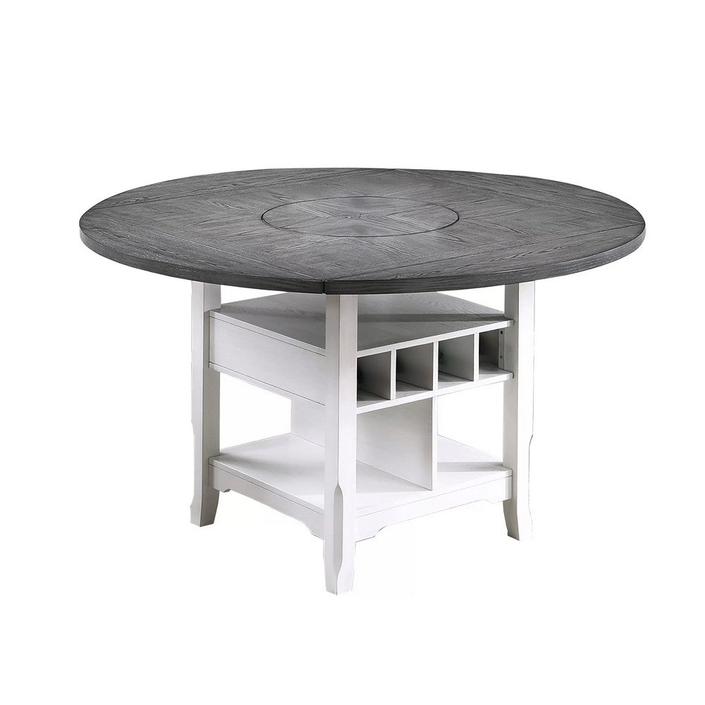 Vora Counter Height Storage Table | 4 Leaves | Antique White | Gray 42-60"
