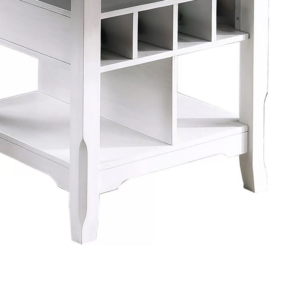 Vora Counter Height Storage Table | 4 Leaves | Antique White | Gray 42-60"