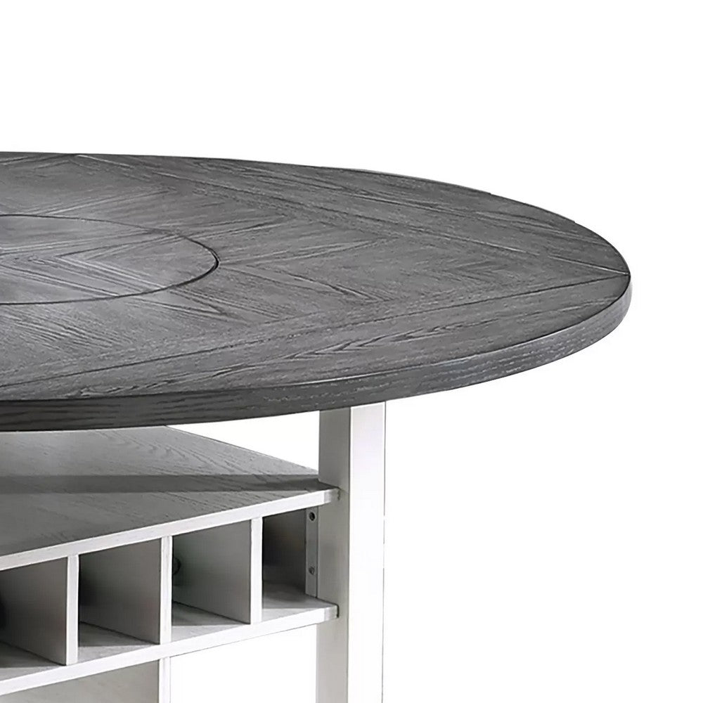 Vora Counter Height Storage Table | 4 Leaves | Antique White | Gray 42-60"