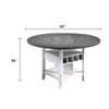 Vora Counter Height Storage Table | 4 Leaves | Antique White | Gray 42-60"