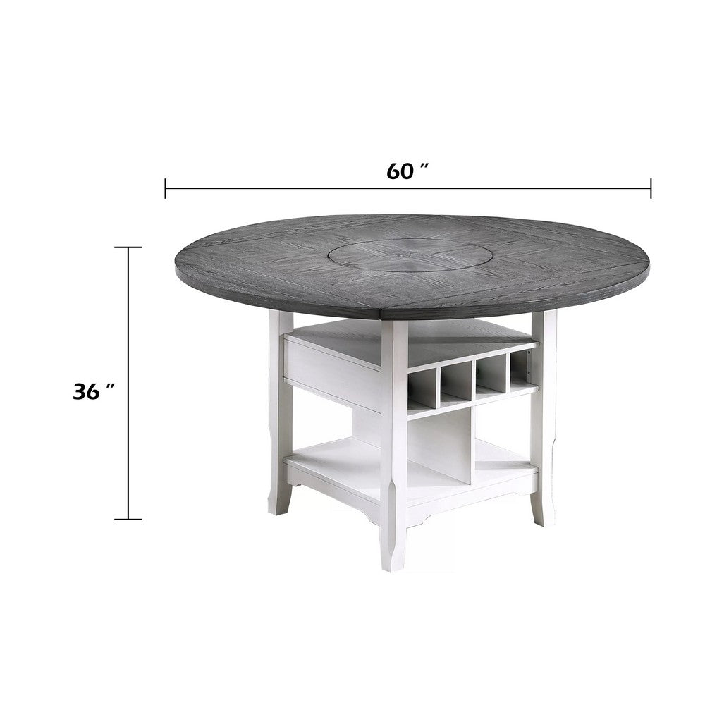 Vora Counter Height Storage Table | 4 Leaves | Antique White | Gray 42-60"