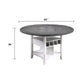 Vora Counter Height Storage Table | 4 Leaves | Antique White | Gray 42-60"