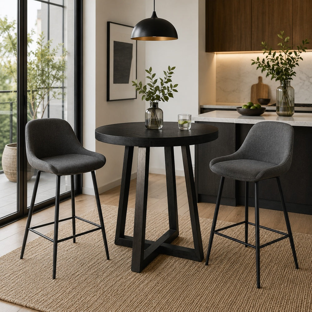 Mika Counter Height Dining Table | 44" Round Top | Umbra Black
