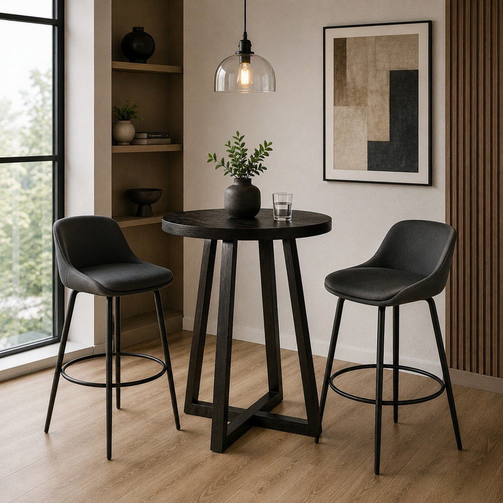 Mika Counter Height Dining Table | 44" Round Top | Umbra Black