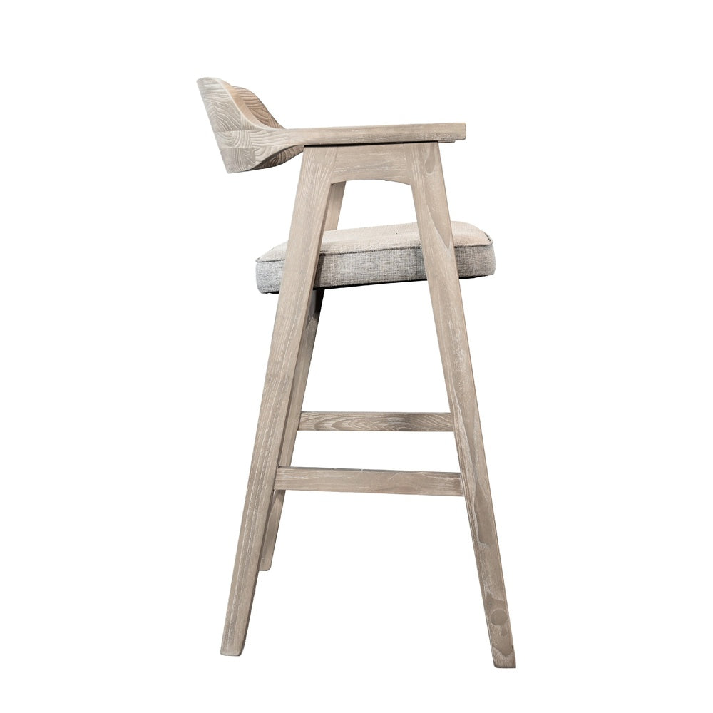 Reno 30" Barstool Chair Set of 2 | Open Cutout Back | Padded Seat | Wheat Brown
