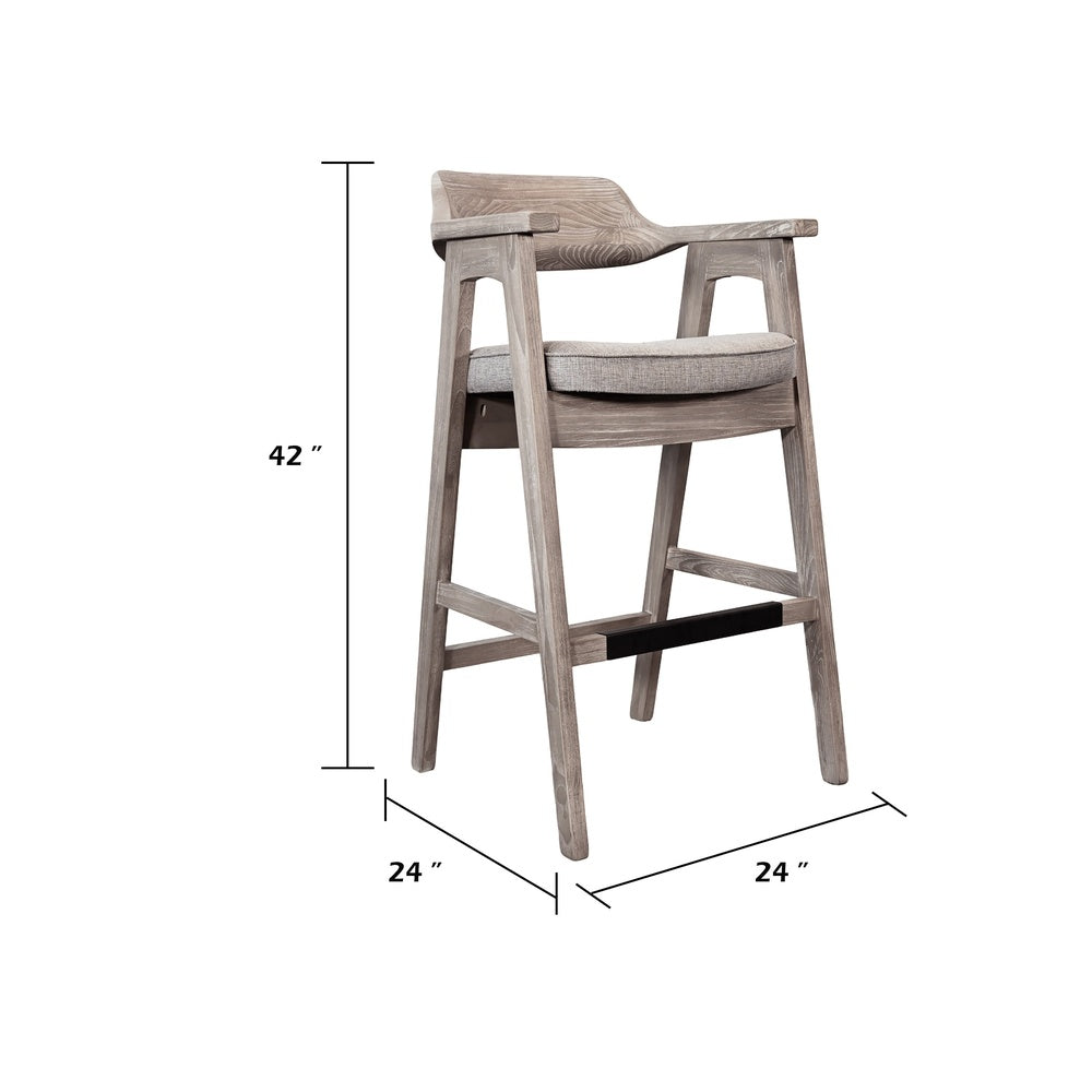 Reno 30" Barstool Chair Set of 2 | Open Cutout Back | Padded Seat | Wheat Brown