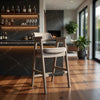 Reno 30" Barstool Chair Set of 2 | Open Cutout Back | Padded Seat | Wheat Brown