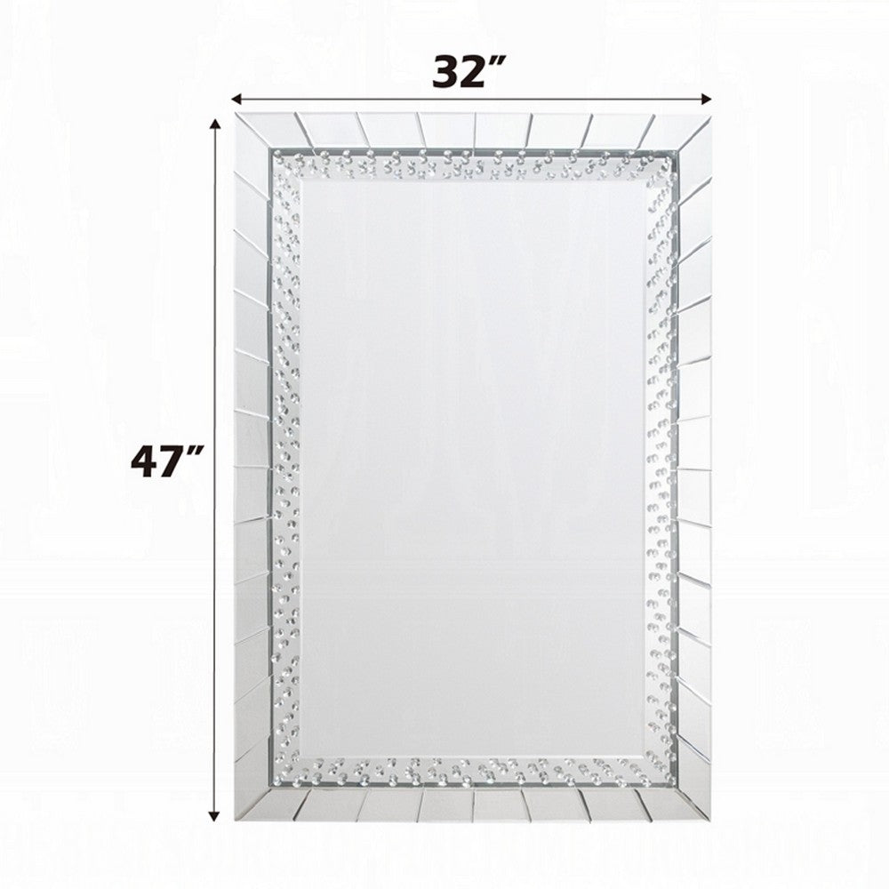 Pali Dresser Mirror | Faux Crystal & Acrylic Diamond Border | 32x47