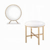 Dika 2pc Vanity Mirror & Stool Set | Faux Leather Seat | White & Gold
