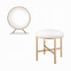 Dika 2pc Vanity Mirror & Stool Set | Faux Leather Seat | White & Gold