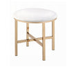 Dika 2pc Vanity Mirror & Stool Set | Faux Leather Seat | White & Gold
