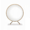 Dika 2pc Vanity Mirror & Stool Set | Faux Leather Seat | White & Gold