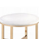 Dika 2pc Vanity Mirror & Stool Set | Faux Leather Seat | White & Gold