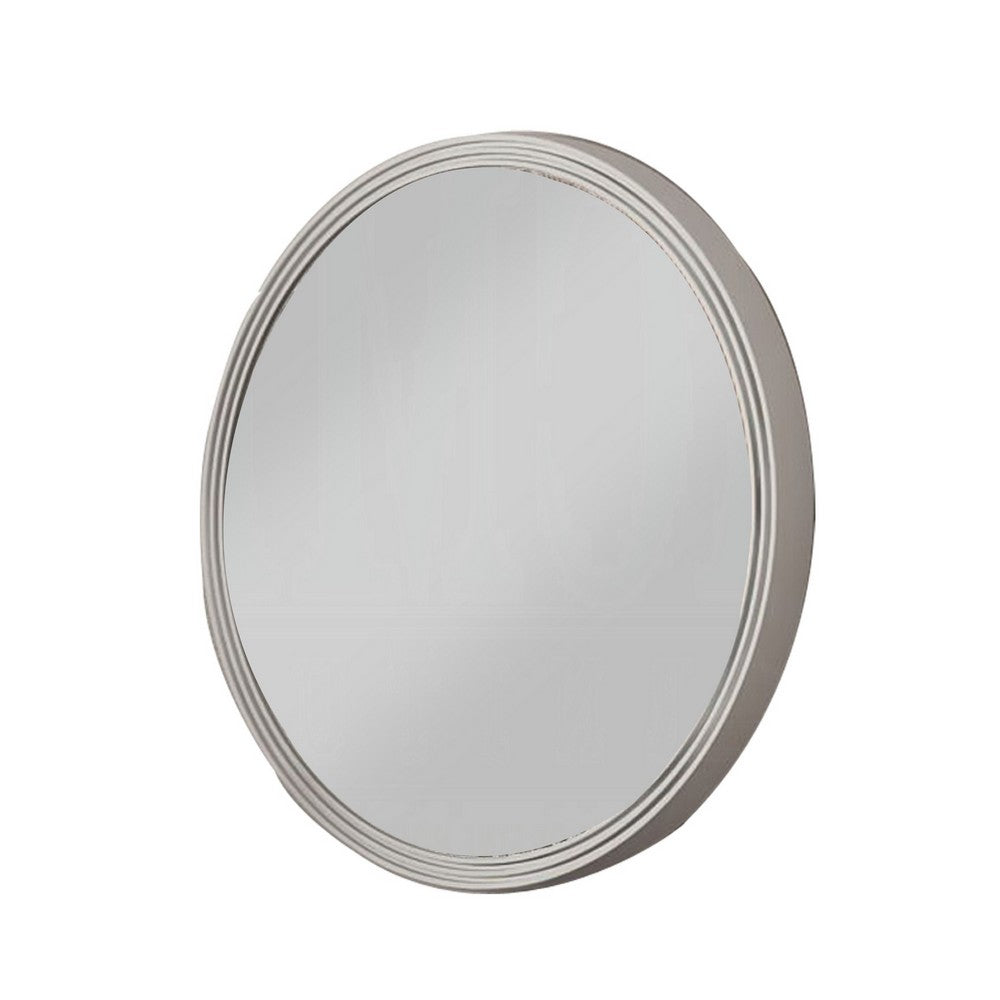 Aren Dresser Mirror | Molded Bordered Frame | White Wood | 35" Round