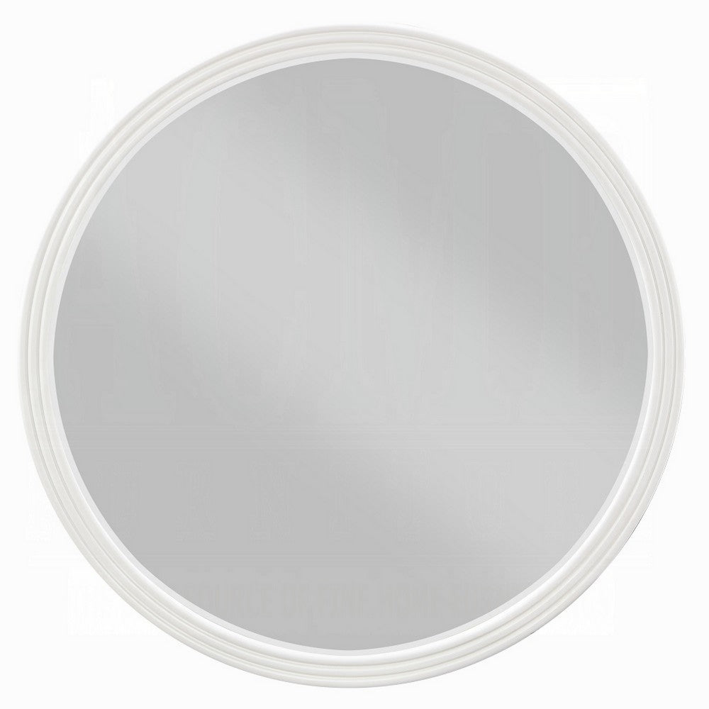 Aren Dresser Mirror | Molded Bordered Frame | White Wood | 35" Round