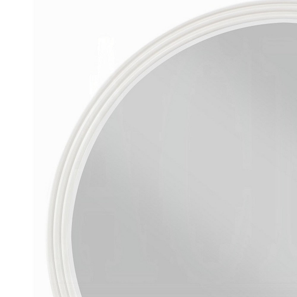 Aren Dresser Mirror | Molded Bordered Frame | White Wood | 35" Round